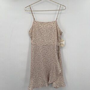 Altar'd State Women's Faux Wrapped Dress Taupe/Brown Size L NWT